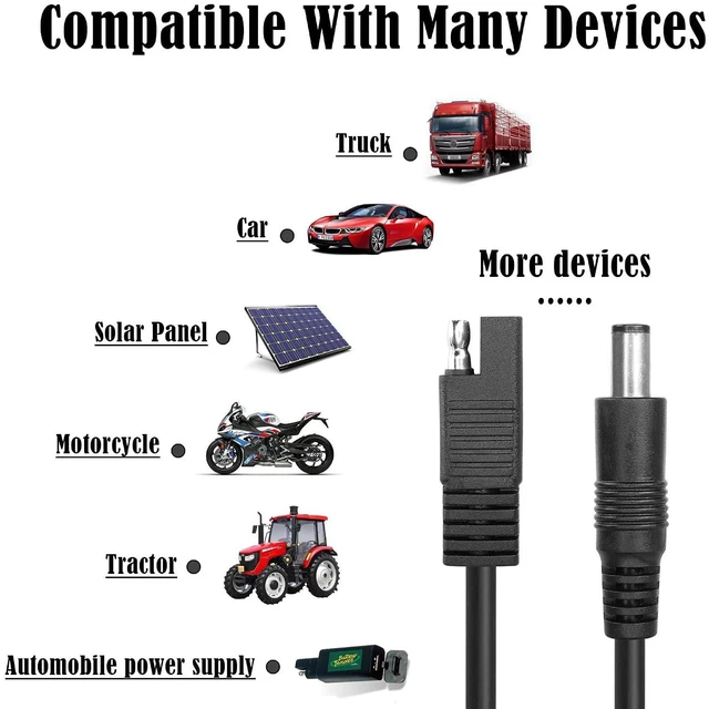 Alt view image 4 of 6 - 2 Pcs SAE to DC7450 Power Cable DC24V 16AWG SAE Male Plug to DC7.4mmx5.0mm Male Plug Quick Connection Disconnect Extension Cable for Cars,Motorcycles, Batteries,etc(11.8Inch)