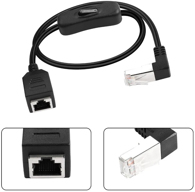 Alt view image 2 of 7 - Ethernet Extension Cable 90 Degree Angled RJ45 Male to Female Network Cable,CAT5 Ethernet Male to Female Connector Cable with Switch,for PC, Router,Laptop (0.6/Angled Down)