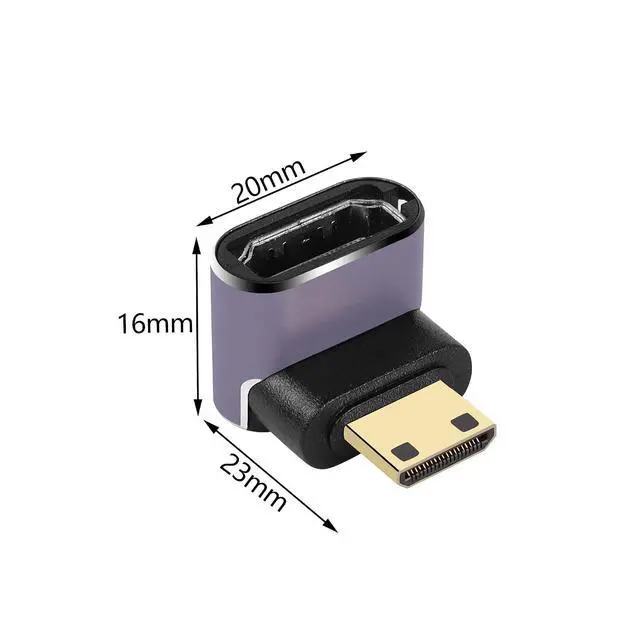 Alt view image 6 of 6 - 8K Mini HDMI to Standard HDMI Adapter 2.1 Version Mini HDMI Male to Down Angle 90 Degree HDMI Female Extension Adapter for Camera,Laptop,Tablet,HDTV,Projector 2 PCS(Down Angle)