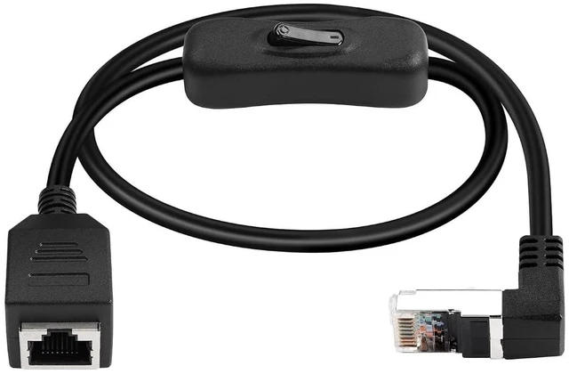 Main image of Ethernet Extension Cable 90 Degree Angled RJ45 Male to Female Network Cable,CAT5 Ethernet Male to Female Connector Cable with Switch,for PC, Router,Laptop (0.6/Angled Up)