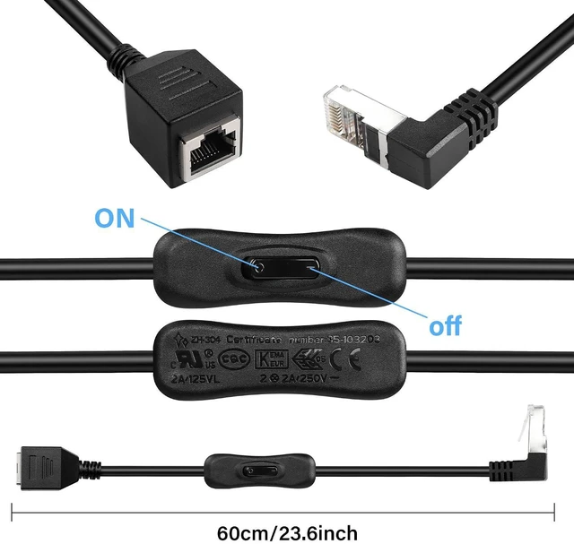 Alt view image 3 of 7 - Ethernet Extension Cable 90 Degree Angled RJ45 Male to Female Network Cable,CAT5 Ethernet Male to Female Connector Cable with Switch,for PC, Router,Laptop (0.6/Angled Up)
