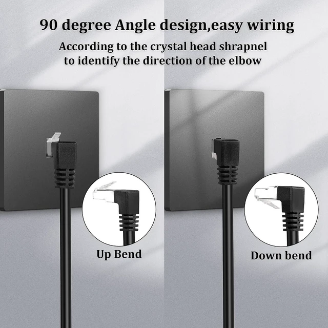 Alt view image 4 of 7 - Ethernet Extension Cable 90 Degree Angled RJ45 Male to Female Network Cable,CAT5 Ethernet Male to Female Connector Cable with Switch,for PC, Router,Laptop (0.6/Angled Up)