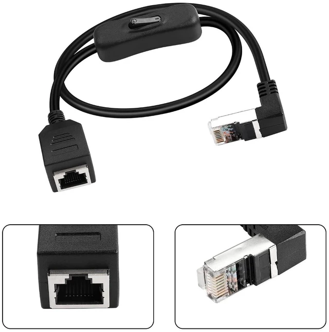Alt view image 2 of 7 - Ethernet Extension Cable 90 Degree Angled RJ45 Male to Female Network Cable,CAT5 Ethernet Male to Female Connector Cable with Switch,for PC, Router,Laptop (0.6/Angled Up)