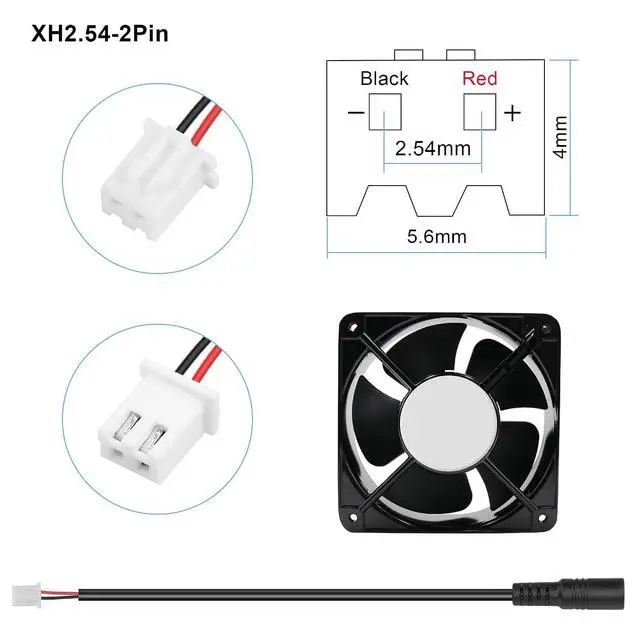 Alt view image 4 of 7 - 2PCS DC5525 to XH2.54MM-2PIN Power Cable 22AWG DC5.5mm x 2.5mm Female to XH2.54MM-2PIN Female Extension Power Cable for Case Fans,Printers,Batteries,LED Lights etc(11.8Inch)