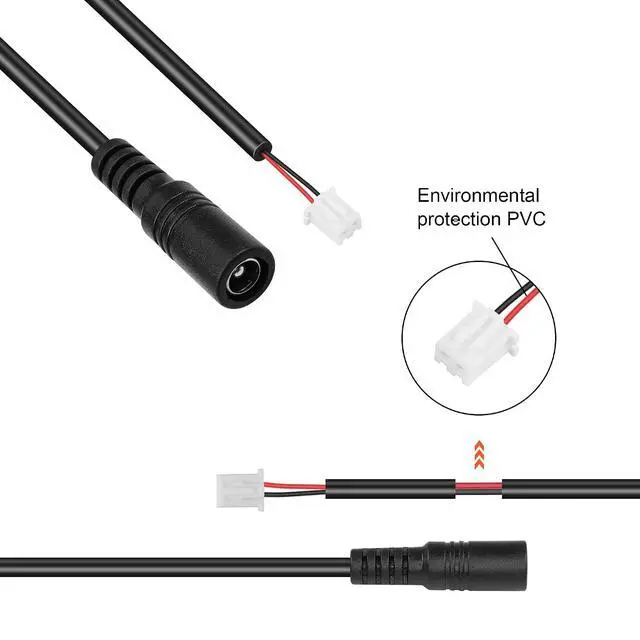 Alt view image 6 of 7 - 2PCS DC5525 to XH2.54MM-2PIN Power Cable 22AWG DC5.5mm x 2.5mm Female to XH2.54MM-2PIN Female Extension Power Cable for Case Fans,Printers,Batteries,LED Lights etc(11.8Inch)