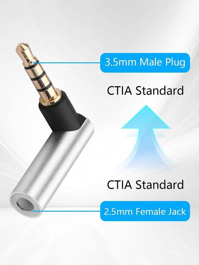 Alt view image 2 of 7 - 2PCS 3.5mm Male to Male Audio Adapter 1/8" TRRS Stereo Jack Adapter for Mobile Phones, Tablets, Car Audio, Speakers (M to M) (3.5mm 90 Degrees Male to Female)