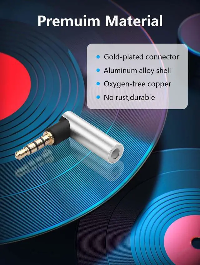 Alt view image 6 of 7 - 2PCS 3.5mm Male to Male Audio Adapter 1/8" TRRS Stereo Jack Adapter for Mobile Phones, Tablets, Car Audio, Speakers (M to M) (3.5mm 90 Degrees Male to Female)