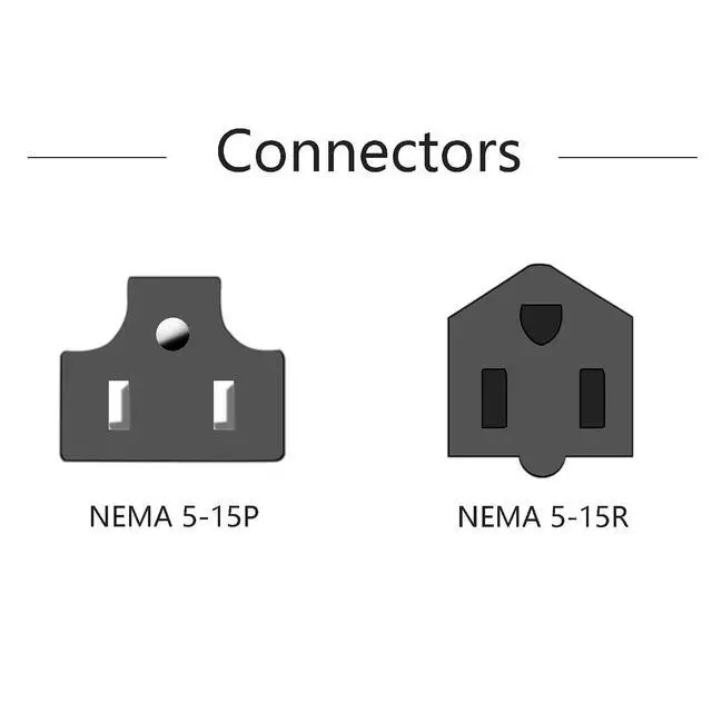 Alt view image 3 of 6 - NEMA 5-15P to 5-15R Power Extension Cord, 18AWG 3 Prong AC Short Power Cable 13A/125V, 1FT 30CM