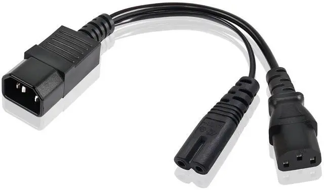 Main image of IEC320 C14 to C13+C7 Y Splitter Power Cord, 1FT C14 Male to C13+C7 Female AC Power Extension Adapter Cable for PDU, UPS, Servers, and Switches,etc. 30cm