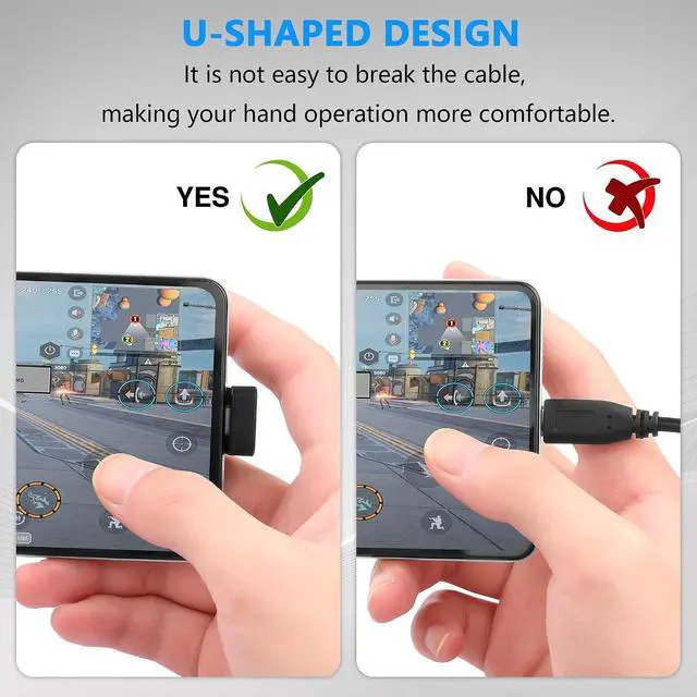 Alt view image 4 of 6 - 2 PCS U Shape USB C Adapter 180 Degree USB C Male to Female Adapter Type C Male to Female Connector Adapter for Mobile Phone, Laptop,USB C Hub etc