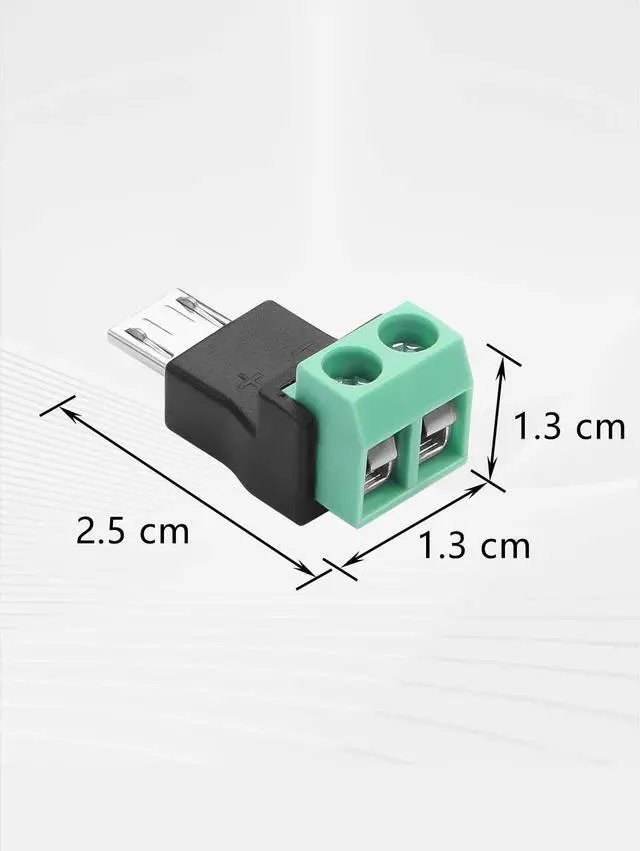 Alt view image 2 of 6 - 5PCS Micro USB C to 2 Pin Screw Terminal Adapter Micro USB Male Screw Terminal Block Connector Charge Pluggable Adapter Connector