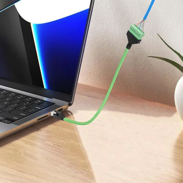 Alt view image 5 of 7 - 2 Pcs 12.59 Inch Green Cat6 Ethernet Cable RJ45/8P 8C to 8-Pin Detachable Screw Terminal Solderless Cable for Desktop Computers, Digital DVRs etc