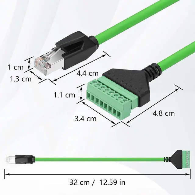 Alt view image 7 of 7 - 2 Pcs 12.59 Inch Green Cat6 Ethernet Cable RJ45/8P 8C to 8-Pin Detachable Screw Terminal Solderless Cable for Desktop Computers, Digital DVRs etc