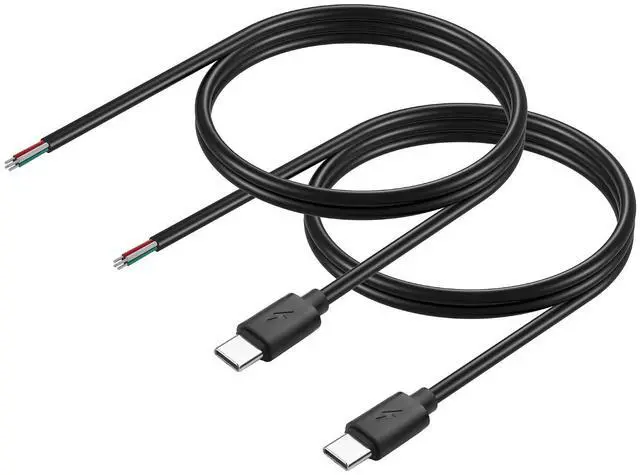 Main image of 2PCS USB 4Pin Extension Cable USB C Male Plug to 4 Cores Bare Wire Open End Power Data Cable for DIY Power Supply and Maintenance Replacement of USB Devices