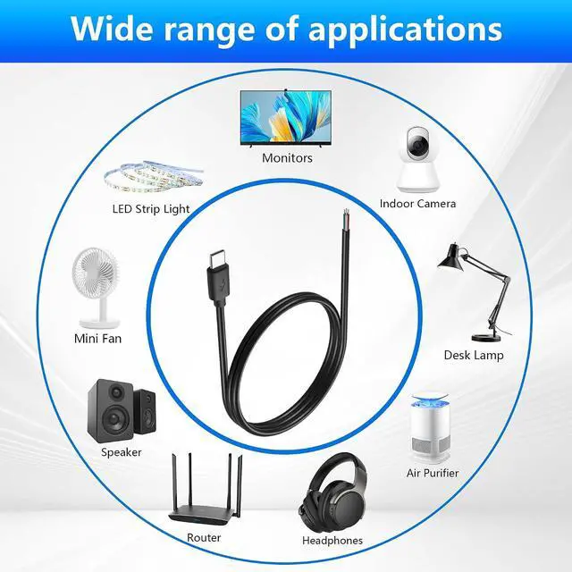 Alt view image 4 of 6 - 2PCS USB 4Pin Extension Cable USB C Male Plug to 4 Cores Bare Wire Open End Power Data Cable for DIY Power Supply and Maintenance Replacement of USB Devices