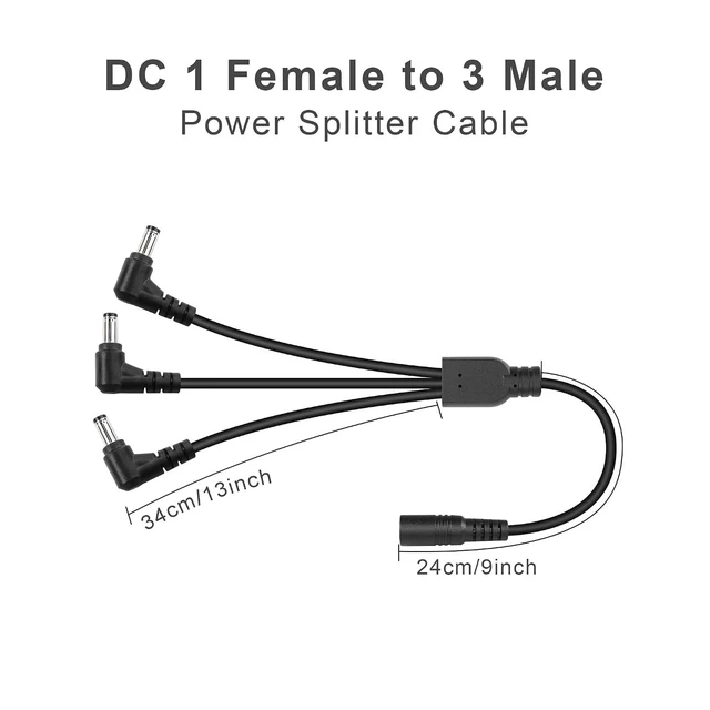 Alt view image 7 of 7 - DC Power 1 Female to 3 Male Splitter Cable, 0.7m, Supports 12-24V, 10A, 100W, Compatible with Security Camera, Router, LED Light, Small Fan, Car