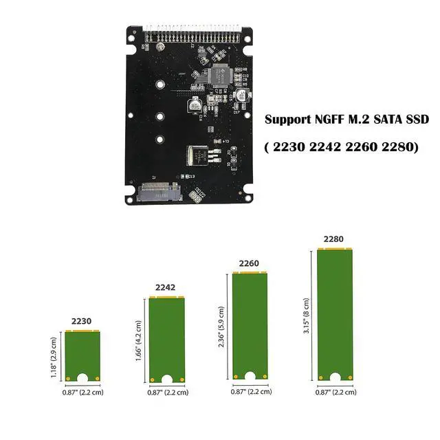 Alt view image 3 of 6 - M.2 NGFF SATA SSD to 2.5" IDE 44pin Enclosure Adapter, Black for Notebook LaptopDesktop Computer and More