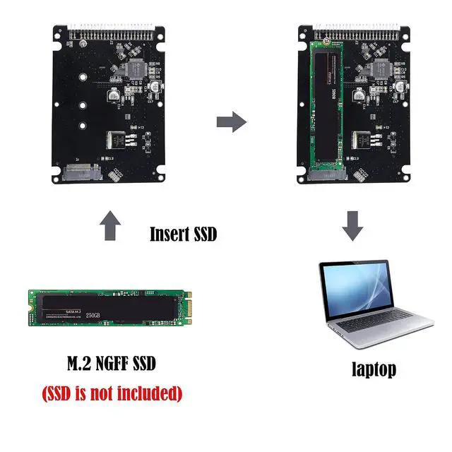 Alt view image 4 of 6 - M.2 NGFF SATA SSD to 2.5" IDE 44pin Enclosure Adapter, Black for Notebook LaptopDesktop Computer and More