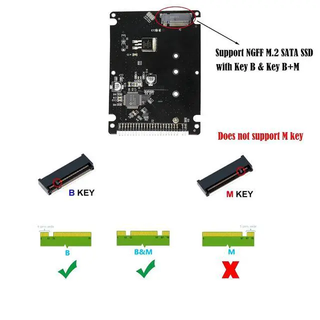 Alt view image 2 of 6 - M.2 NGFF SATA SSD to 2.5" IDE 44pin Enclosure Adapter, Black for Notebook LaptopDesktop Computer and More