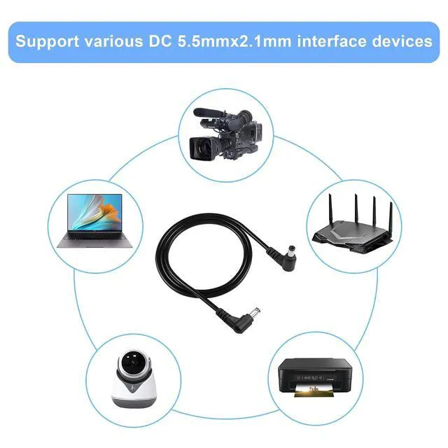 Alt view image 5 of 7 - DC5521 Power Extension Cable 18AWG 5.5mm x 2.1mm DC 90 Degree Male to Male Plug Power Adapter Cable for CCTV Security Camera LED Strip Light Etc(2 PCS)(1m)