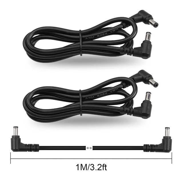 Alt view image 7 of 7 - DC5521 Power Extension Cable 18AWG 5.5mm x 2.1mm DC 90 Degree Male to Male Plug Power Adapter Cable for CCTV Security Camera LED Strip Light Etc(2 PCS)(1m)