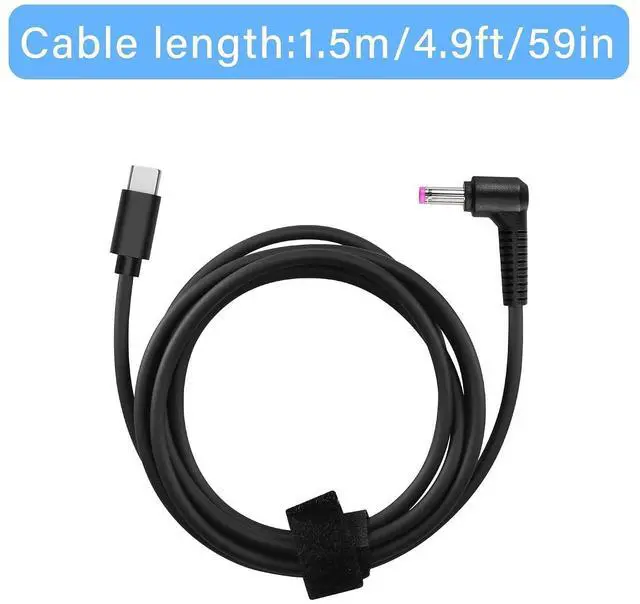 Alt view image 7 of 7 - Type C to 90 Degree DC 4.8 x 1.7 mm Power Charging Cable USB-C Male Output to DC Input Power PD Charge Cable fit for Laptop 65W 9V 12V 15V 20V(59inch)