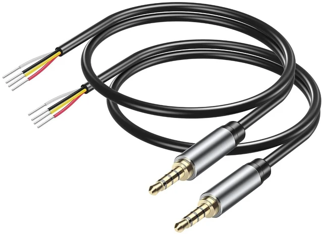 Main image of 2Pack 3.5mm Male Plug to Bare Wire Open End Headset TRRS Cord 4 Pole 1/8" 3.5mm Male Jack to Bare Wire Open End Cable 4 Pole Stereo Plug Jack Connector Audio Cable-0.3M/11In