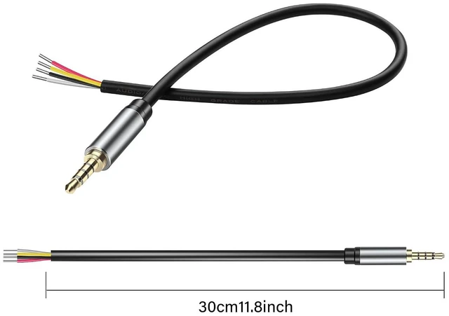 Alt view image 6 of 6 - 2Pack 3.5mm Male Plug to Bare Wire Open End Headset TRRS Cord 4 Pole 1/8" 3.5mm Male Jack to Bare Wire Open End Cable 4 Pole Stereo Plug Jack Connector Audio Cable-0.3M/11In