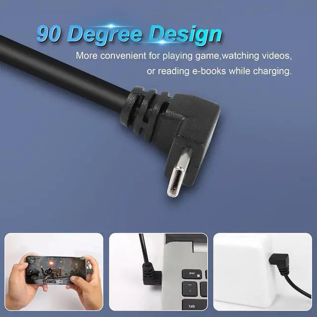 Alt view image 2 of 7 - USB C Extension Cable USB Type C Extender Cord, Up Angle 90 Degree Male to Right Angle 90 Degree Female USB C Cable for Laptop.Tablet.Mobile Phone0.3m