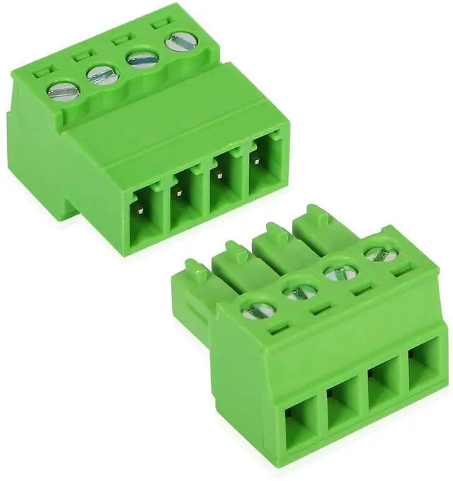 Main image of 5 Sets 3.81mm Phoenix Connector 4P, 300V 8A Green Ground Circuit Terminal Blocks, 3.81mm Pitch 4P PCB Screw Terminals