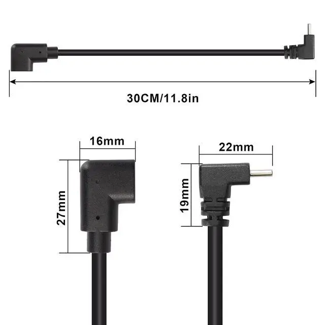 Alt view image 7 of 7 - USB C Extension Cable USB Type C Extender Cord, Up Angle 90 Degree Male to Right Angle 90 Degree Female USB C Cable for Laptop.Tablet.Mobile Phone0.3m