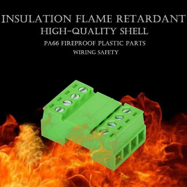 Alt view image 5 of 6 - 5 Sets 3.81mm Phoenix Connector 4P, 300V 8A Green Ground Circuit Terminal Blocks, 3.81mm Pitch 4P PCB Screw Terminals