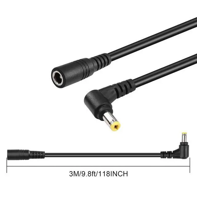 Alt view image 7 of 7 - DC 5.5mm x 2.5mm Power Extension Cable.18AWG DC5525 90 Degree Male to Female Power Adapter Cable for Security Camera,LED Strip Light Etc. (3m/9.8FT)