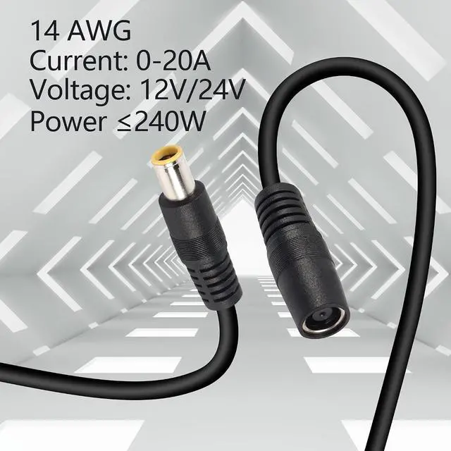 Alt view image 6 of 6 - DC 8mm Extension Cable 10Ft DC7909 Male to Female Power Cord 14AWG DC 7.9 x 5.5mm Extension Cord for Solar Generator Portable Power Station and Solar Panel 3M