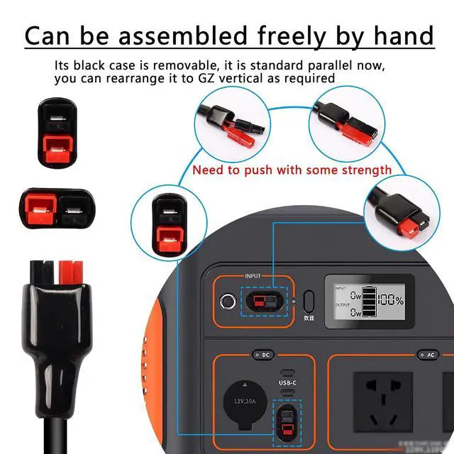 Alt view image 3 of 7 - 2 Pack DC 8mm Cable with Solar Panel Connector 45A Solar Connector to 8mm DC7909 Female Connector Extension Cable 16AWG 30cm 1Ft
