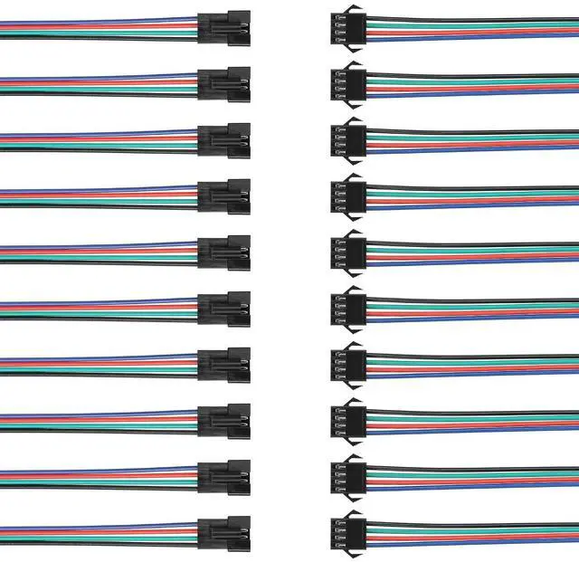 Main image of 10 Pairs JST SM 4-Pin Cable 22AWG 4-Pin SM Male/Female Paired Connector Electrical Cable for LED Light Strips,Chassis Fans,RC Toys,etc(6.02 Inch)(4 PIN)