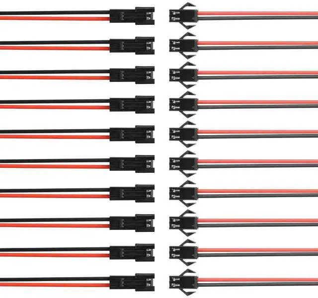 Main image of 10 Pairs JST SM 2-Pin Cable 22AWG 2-Pin SM Male/Female Paired Connector Electrical Cable for LED Light Strips,Chassis Fans,RC Toys,etc(6.02 Inch) (2 PIN)