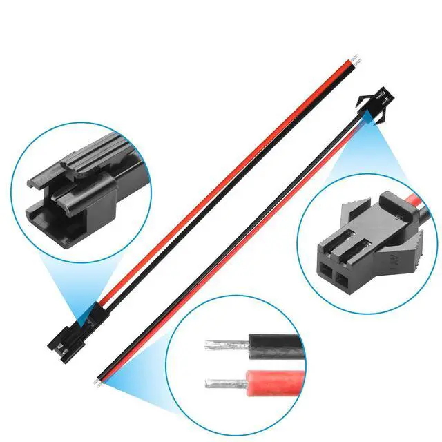 Alt view image 3 of 6 - 10 Pairs JST SM 2-Pin Cable 22AWG 2-Pin SM Male/Female Paired Connector Electrical Cable for LED Light Strips,Chassis Fans,RC Toys,etc(6.02 Inch) (2 PIN)
