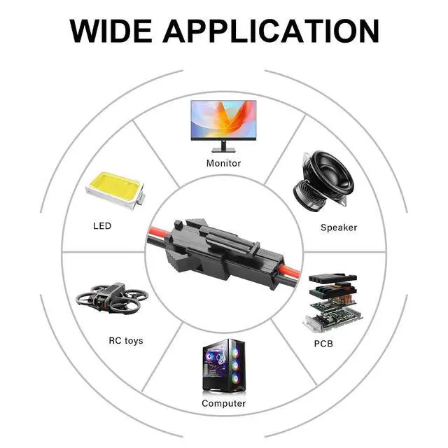 Alt view image 5 of 6 - 10 Pairs JST SM 2-Pin Cable 22AWG 2-Pin SM Male/Female Paired Connector Electrical Cable for LED Light Strips,Chassis Fans,RC Toys,etc(6.02 Inch) (2 PIN)