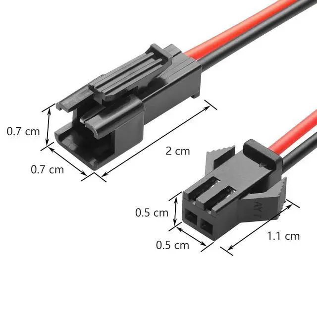 Alt view image 6 of 6 - 10 Pairs JST SM 2-Pin Cable 22AWG 2-Pin SM Male/Female Paired Connector Electrical Cable for LED Light Strips,Chassis Fans,RC Toys,etc(6.02 Inch) (2 PIN)