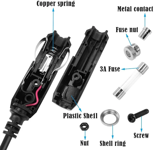 Alt view image 3 of 6 - Cigar Lighter to 12Pin Two Core Cable DC5/12V 22AWG Cigarette Lighter to 12Pin Two Core Power Cord with 3A Fuse for Cars, Low-Voltage DC Equipment, etc(24.4Inch)