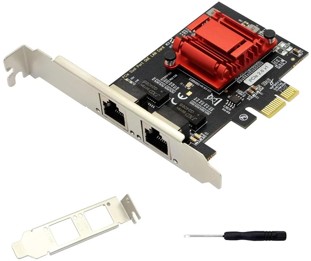 Main image of Dual Port Gigabit Ethernet Converged PCI-E x1 Card,2X RJ45 Gigabit Network Interface Controller Adapter,with 82575EB Chipset for Desktops,Work Stations,Servers, with Low Profile Bracket.
