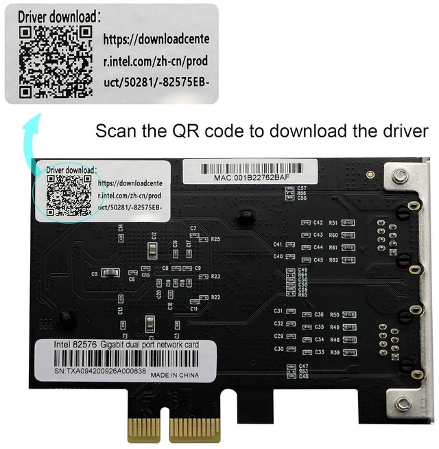 Alt view image 2 of 7 - Dual Port Gigabit Ethernet Converged PCI-E x1 Card,2X RJ45 Gigabit Network Interface Controller Adapter,with 82575EB Chipset for Desktops,Work Stations,Servers, with Low Profile Bracket.