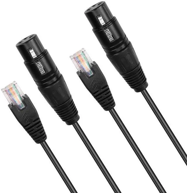 Main image of 3 Pin XLR to RJ45 Converter Cable - XLR DMX Cable for Speaker, Mixers, Sound and Stage Lighting Equipment - 30cm/1Ft (2 PCS)