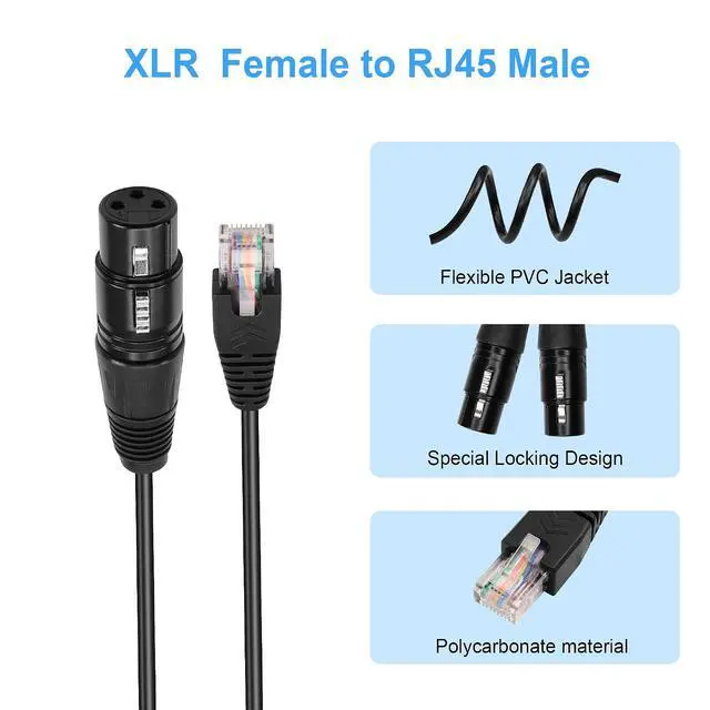 Alt view image 5 of 6 - 3 Pin XLR to RJ45 Converter Cable - XLR DMX Cable for Speaker, Mixers, Sound and Stage Lighting Equipment - 30cm/1Ft (2 PCS)