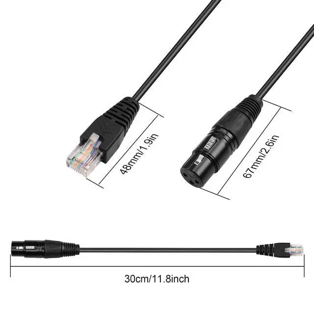 Alt view image 6 of 6 - 3 Pin XLR to RJ45 Converter Cable - XLR DMX Cable for Speaker, Mixers, Sound and Stage Lighting Equipment - 30cm/1Ft (2 PCS)