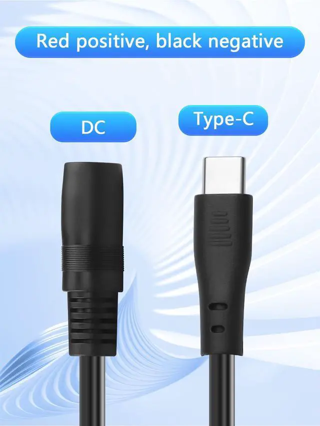 Alt view image 3 of 6 - Type-C Male to DC8020 Female Cable, 2464/18AWG, OD5.5, 0.3m High-Speed Power Transmission Cord (Male-to-Female)