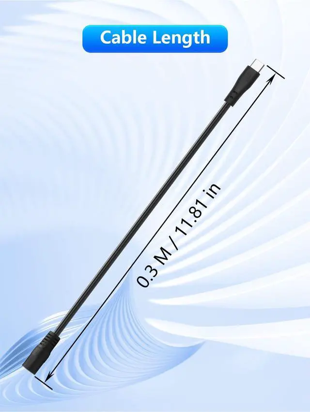Alt view image 5 of 6 - Type-C Male to DC8020 Female Cable, 2464/18AWG, OD5.5, 0.3m High-Speed Power Transmission Cord (Male-to-Female)