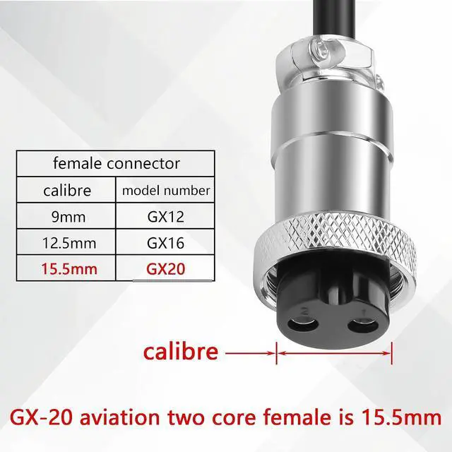 Alt view image 5 of 7 - DC5.5MM x 2.1MM to GX20 Aviation Plug Power Cable DC5521 Female to GX-20 Two Pin Aviation Female Plug Power Cable for Camera, DC Light Tube, etc(10.39 Inch