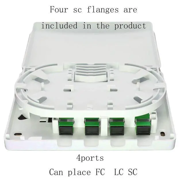 Alt view image 5 of 7 - Fiber Optical Terminal Junction Box4-Port Fiber Panel Box Desktop Place FC LC Adapters for FTTH,FTTO,FTTD